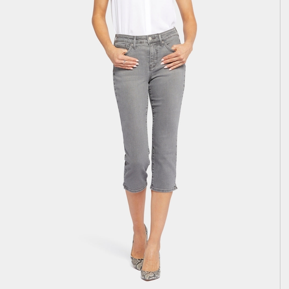 NYDJ Curves 360 Womens Gray Cropped Jeans Slim Straight Slimming Stretch - Sz 18